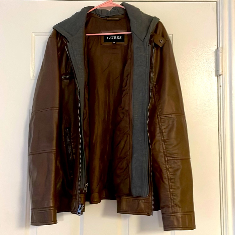 Mens leather jacket, worn once but was too small on him, great condition